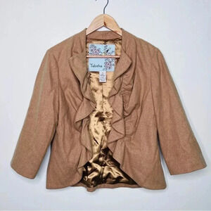Tabitha Anthropologie Wool Blend Ruffle Front Blazer Size 10